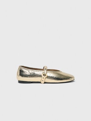 Ballerines En Cuir Metallisé - Dore Clair - Maje