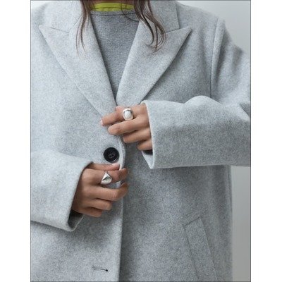 ASOS DESIGN浅灰单排扣大衣