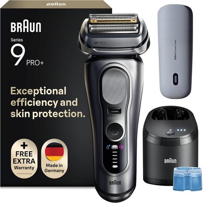 Braun 博朗 Series 9 Pro+ 9677cc 电动剃须刀(带 SmartCare 清洁充电站,银色)