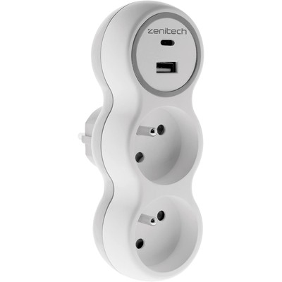Zenitech 墙面双插座 16A 带USB-A和USB-C 白色