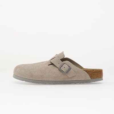 Birkenstock Boston Soft Footbed麂皮穆勒鞋 Stone Coin