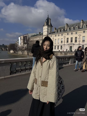 绗缝夹克 浅白